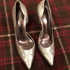 Silver sparkly heels